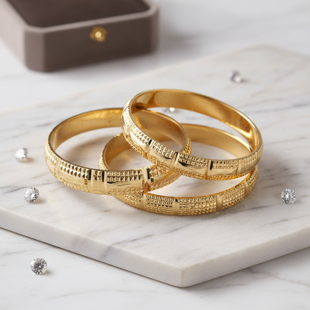 Diamond Cut Gold Bangles
