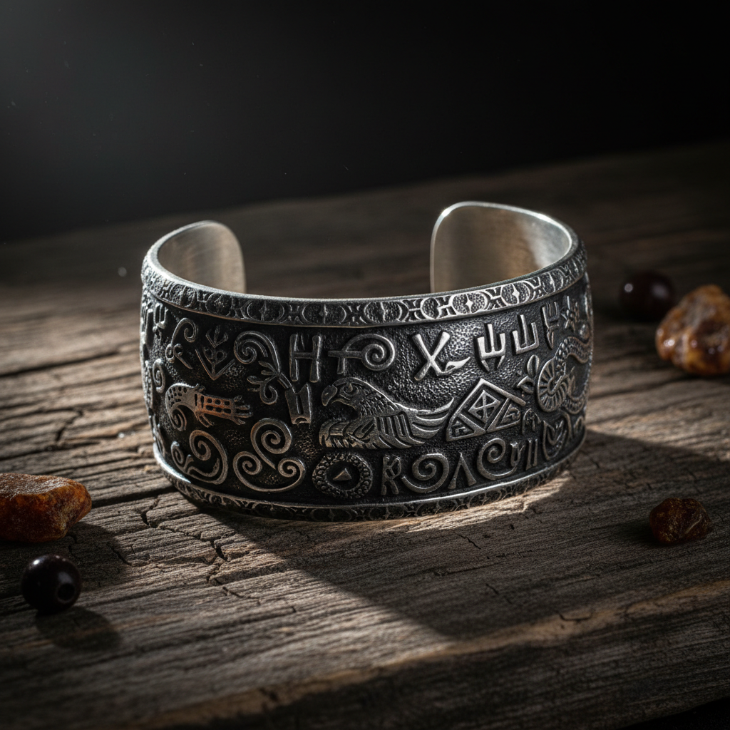 Oxidised Silver Tribal Bracelet
